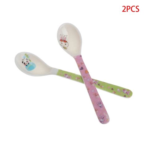 2pcs Cartoon Baby Kids Feeding Spoon High Quality Melamine Baby Spoon