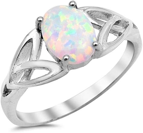 Sterling Silver Created White Opal Ring 8mm 028inch Choose Your