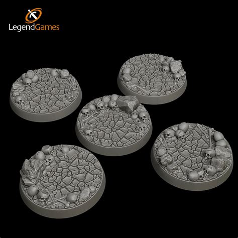 Legendgames Skull And Cracked Earth Bases 32mm Round X5 3d Model 3d Printable Cgtrader