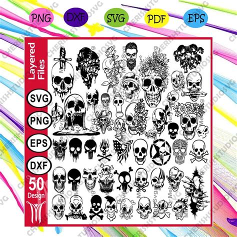 Skull Svg Bundle Skull With Flowers Svg Messy Bun Skull Svg Check More At