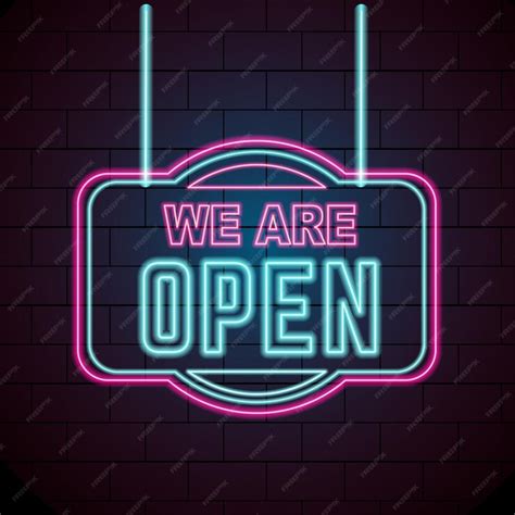 Premium Vector Glowing Neon We Are Open Sign Template