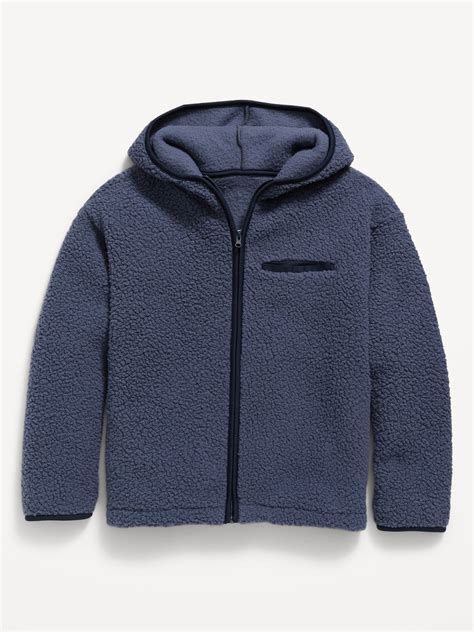 Sherpa Zip Front Hooded Jacket For Boys Old Navy