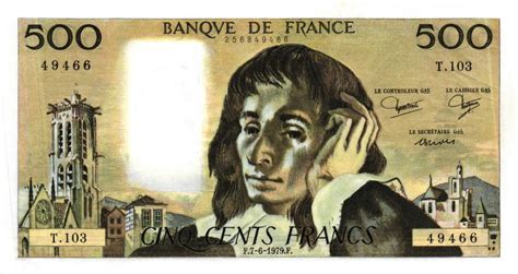 500 Francs Pascal Grand Choix De Billets De Collections De Blaise Pascal