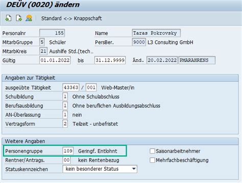 Geringf Gige Besch Ftigung Minijob Ab Im Sap Hcm