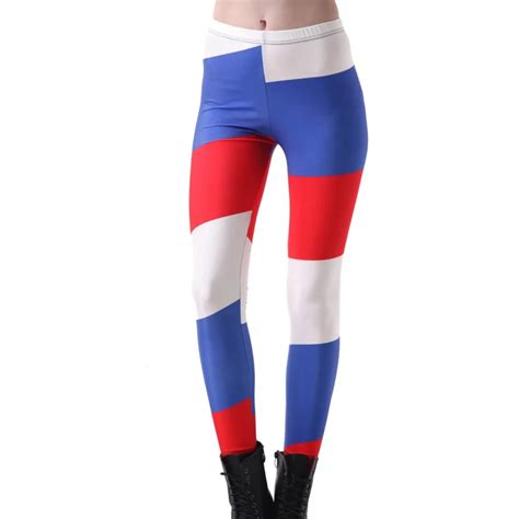 Elastic Casual Pants 3d Digital Printing Russian Flag Pattern Women Leggings 7 Sizes Fitness