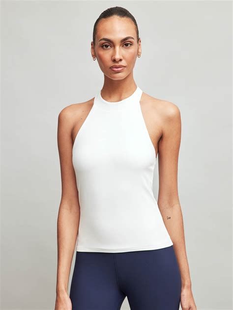 Sleeveless Mock Neck Top In Melt White Carbon38