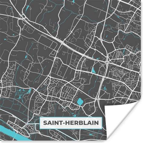 Poster Saint Herblain Plattegrond Stadskaart Kaart Frankrijk