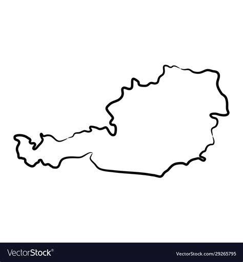 Austria Map From Contour Black Brush Lines Vector Image