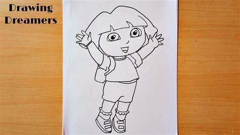 How To Draw Dora The Explorer Outline Easy Step By Step Youtube