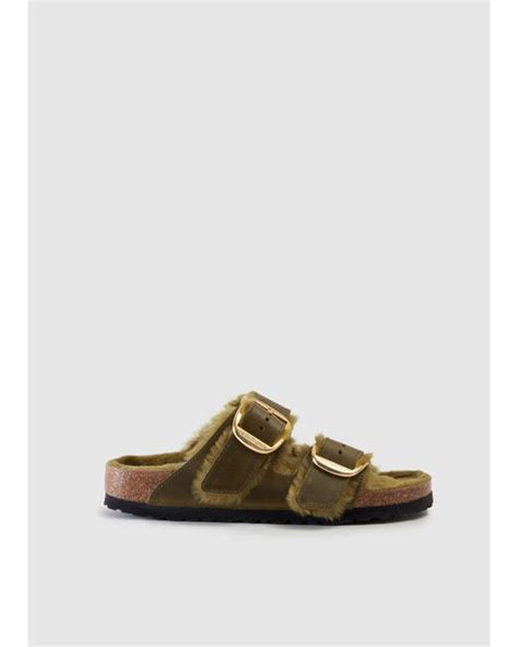 Birkenstock Arizona Big Buckle Shearling In Green Lyst Uk