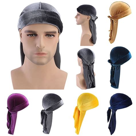 Dengjunhu Durag Cap Unisex Crushed Velvet Waves Cap Long Tail Headwrap