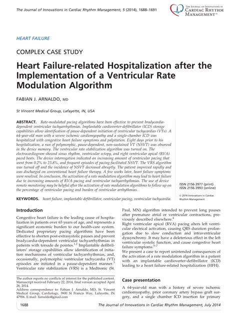 Pdf Heart Failure Related Hospitalization After The Implementation Of