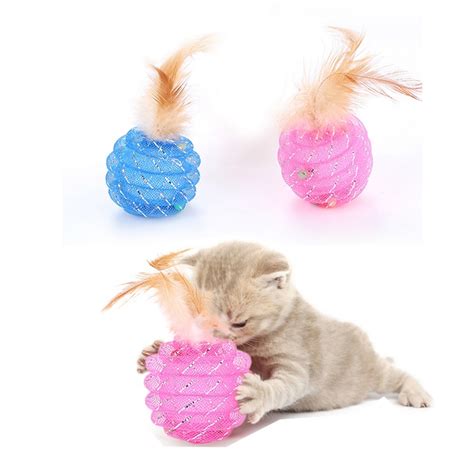 Pcs Pcs Cats Feather Balls Toy Colorful Scratching Cats Toys Play