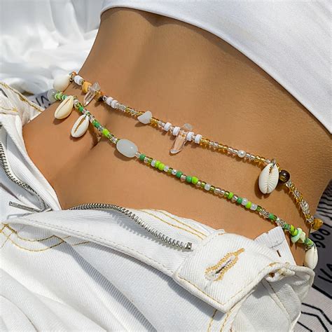 Sexy Natural Stone Seashell Cowrie Pendant Harness Waist Belly Chain