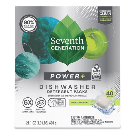 Seventh Generation Power Plus Natural Dishwasher Detergent Packs Fresh