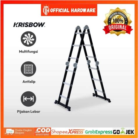 Jual Krisbow Mtr Tangga Lipat Aluminium Steel X Step Hitam