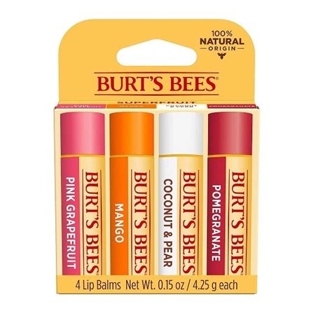 Burts Bees 100 Natural Moisturizing Lip Balm Superfruit 4 Tubes In