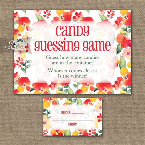 Candy Guessing Game Red Floral Nifty Printables