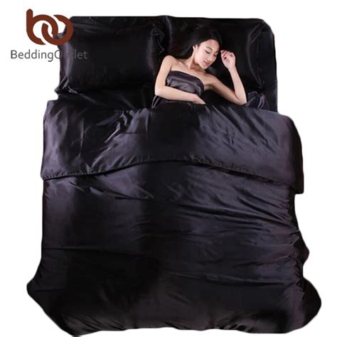 BeddingOutlet Silk Quilt Black Satin Sheets Bed Linen Cotton Solid ...