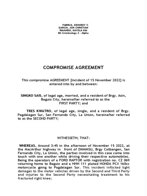 Compromise Agreement Pdf