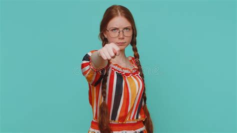 Greedy Avaricious Aggressive Redhead Girl Showing Fig Negative Gesture Rapacious Avaricious