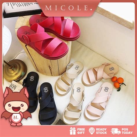 Ready Stock Micole S134 Xandra Jelly Sandal Shoe Womens Flat Shoes