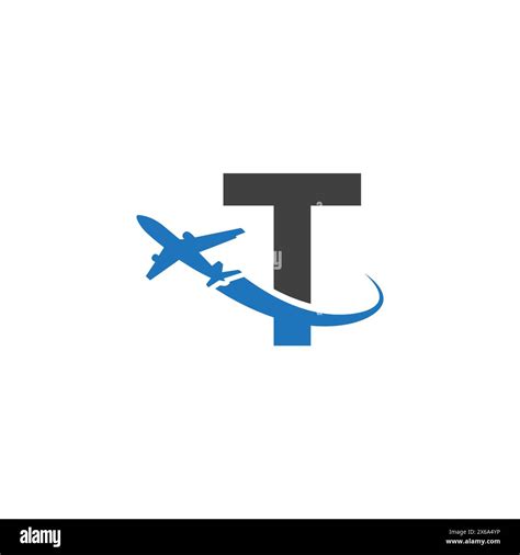 T Letter Logo With Airplane Stock Vector Image Art Alamy