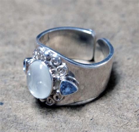 Sajen Moonstone and Tanzanite Sterling Ring