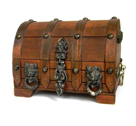 Treasure Chest Pirates Booty Vintage Wooden Box