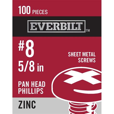 Everbilt X In Phillips Pan Head Zinc Plated Sheet Metal Screw