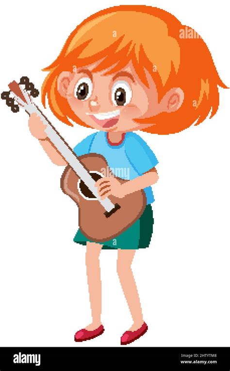 Happy Girl Playing Guitar Illustration Stock Vector Image And Art Alamy