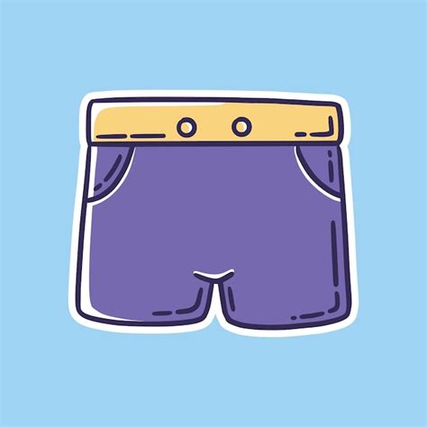 Premium Vector Cartoon Style Purple Shorts With Yellow Waistband