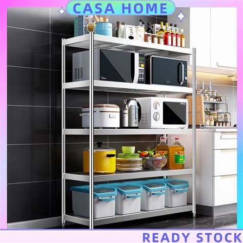 5 Tier Stainless Steel Kitchen Rack Microwave Storage Rack Rak Dapur