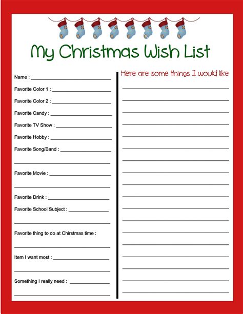 Christmas Wish List Template Google Docs