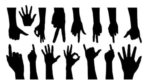 Premium Vector Set Of Hand Silhouettes Isolated On White Vector