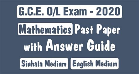 Gce Ol 2020 Mathematics Past Paper With Marking Scheme Answer