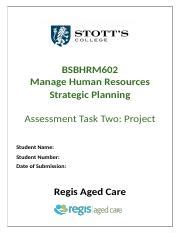 BSBHRM602 Assessment Task 2 Project Docx BSBHRM602 Manage Human