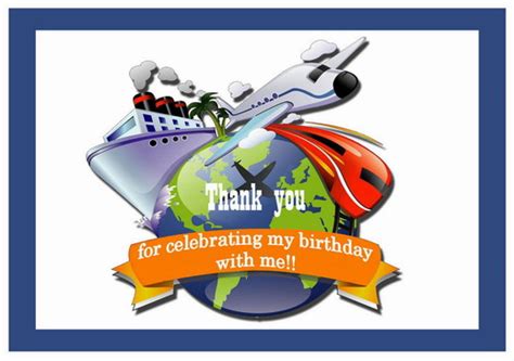 Around The World Thank You Cards Birthday Printable