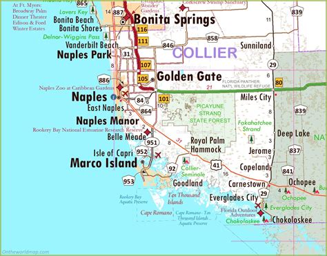 Naples Area Road Map (Florida) - Ontheworldmap.com