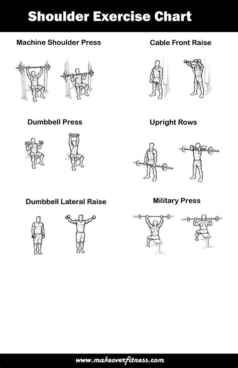 Shoulder Exercise Printable Chart Weight Training Fitness Training Fitness Tips Fitness Body