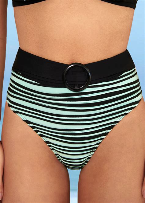 Rotita Striped High Waisted Color Block Bikini Set Rotita Usd