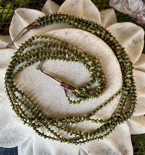 Beautiful Native American Multi Strand Green Gaspeite Heishi Etsy