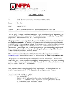 Fillable Online Nfpa Standards TIA 993 TCC Initial Cover Memo Docx