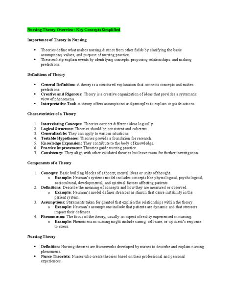 Tfn Reviewer Nursing Theory Overview Key Concepts Simplified