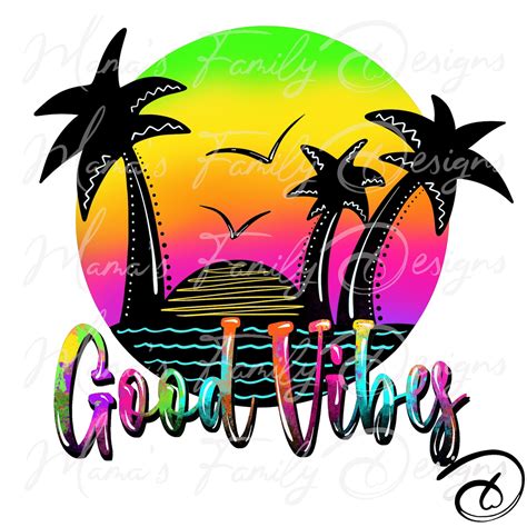 Good Vibes Summer Beach Silhouette Digital Download Etsy