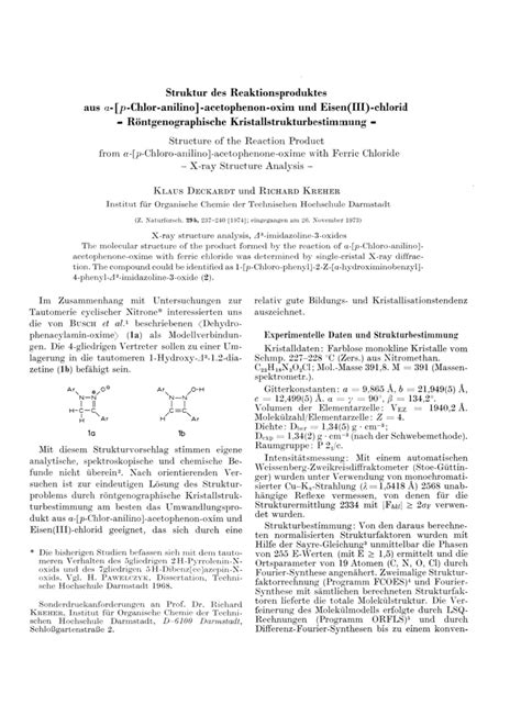 Pdf Structure Of The Reaction Product From P Chlor Anilino