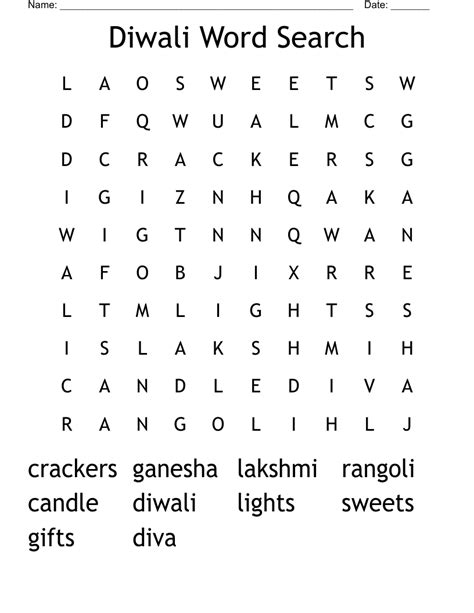 Diwali Word Search Wordmint