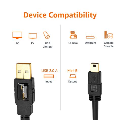 Amazon Basics Usb A To Mini Usb Fast Charging Cable Mbps