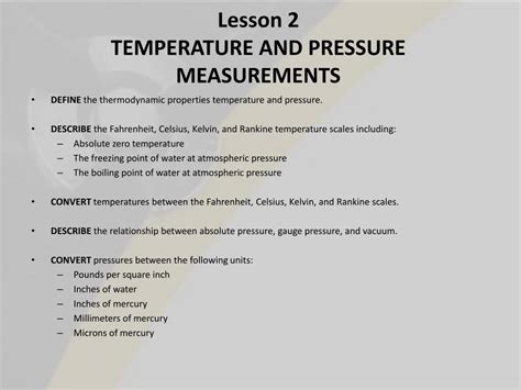 PPT - Lesson 2 TEMPERATURE AND PRESSURE MEASUREMENTS PowerPoint ...