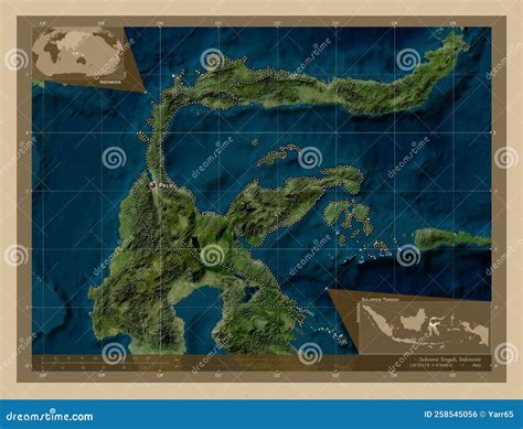 Sulawesi Tengah Indonesia Low Res Satellite Labelled Points Of